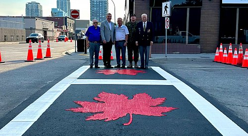 New crosswalk to honour veterans unveiled in downtown Kelowna